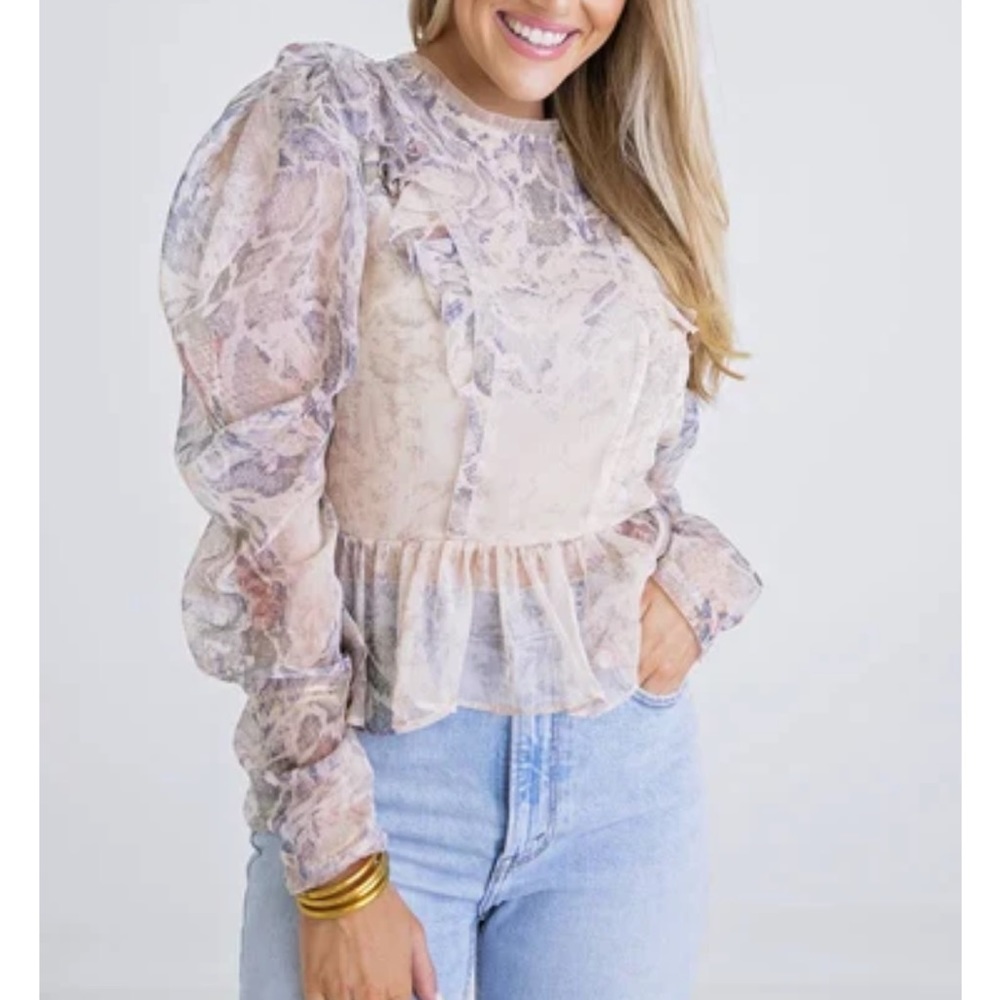 Karlie - Snake Print Chiffon Ruffle Top Medium NWOT